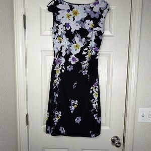 Lauren Ralph Lauren Floral Birdsong Sheath Dress Spring Easter Ruched Lined Sz 8